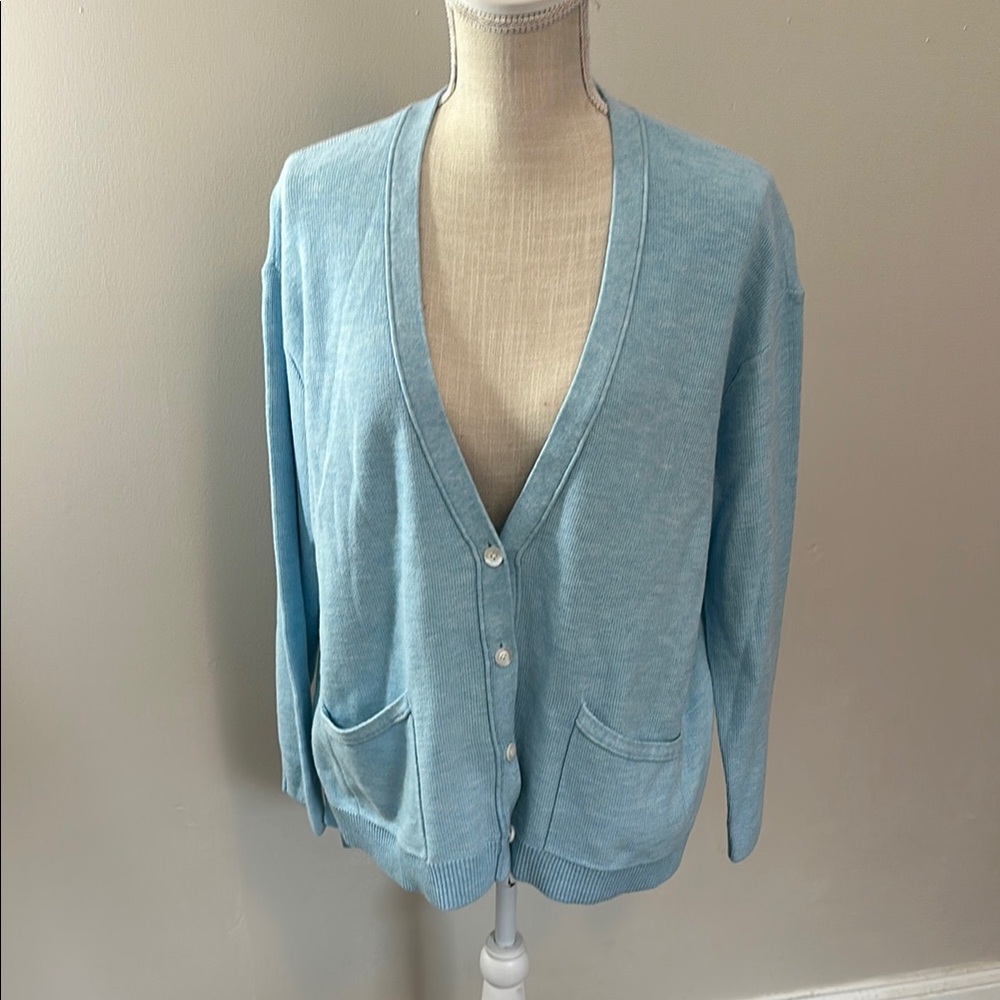 J. Jill Blue Cardigan Sweater V-Neck‎